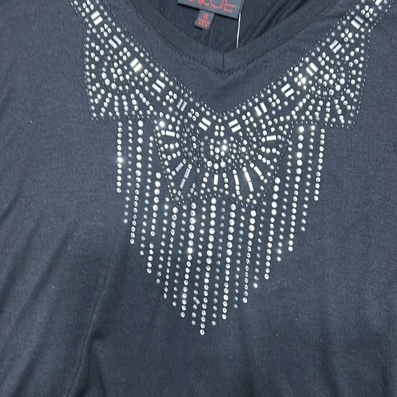 French Blue black batwing style top. Sequin detail. Size Small. New with tags. - Picture 11 of 11